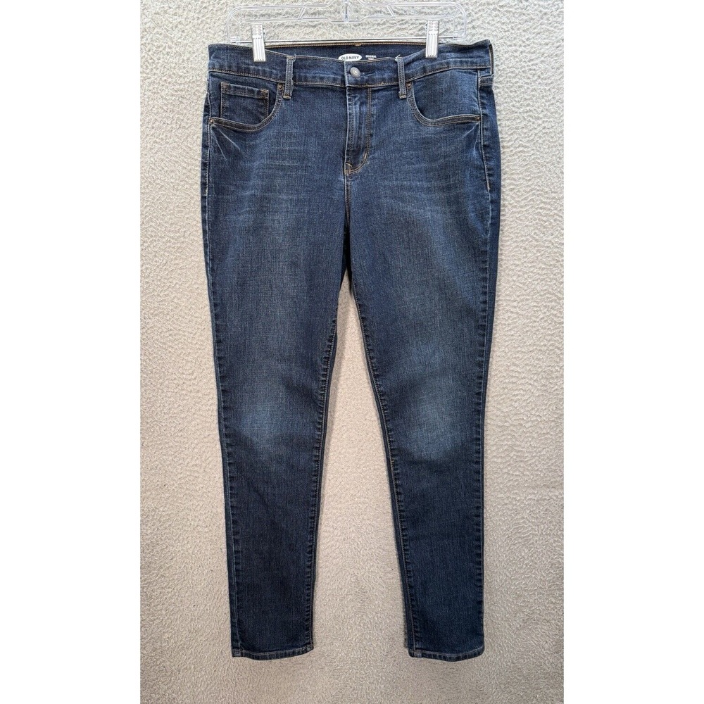 Old Navy Jeans Womens 12 Long Blue Original Skinny‎ Stretch Distressed Preppy
